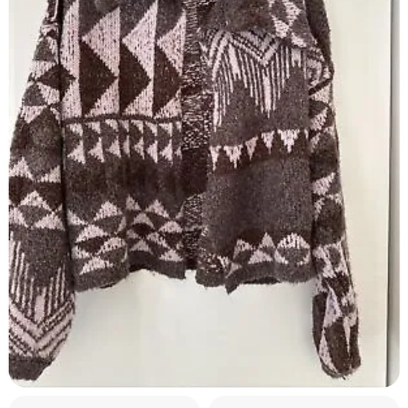 Free People One and Another Cardi Aztec Tribal Wool cardigan small sweater - Picture 5 of 9